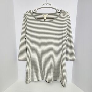 Matilda Jane Women's Gray & White Striped Long Sleeve Shirt Size Large